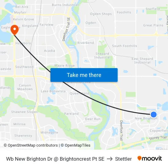 Wb New Brighton Dr @ Brightoncrest Pt SE to Stettler map