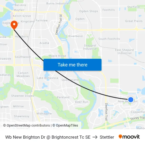 Wb New Brighton Dr @ Brightoncrest Tc SE to Stettler map