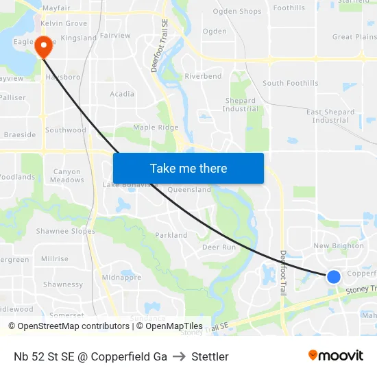 Nb 52 St SE @ Copperfield Ga to Stettler map