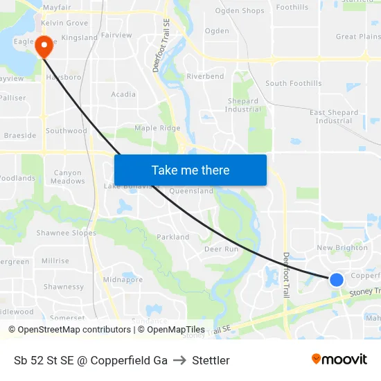Sb 52 St SE @ Copperfield Ga to Stettler map