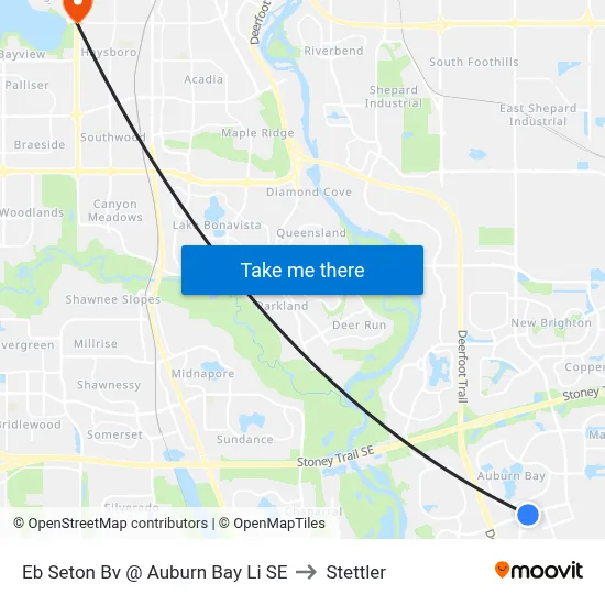 Eb Seton Bv @ Auburn Bay Li SE to Stettler map