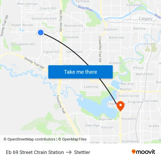 Eb 69 Street Ctrain Station to Stettler map
