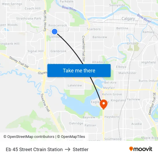 Eb 45 Street Ctrain Station to Stettler map