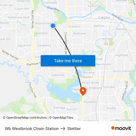 Wb Westbrook Ctrain Station to Stettler map