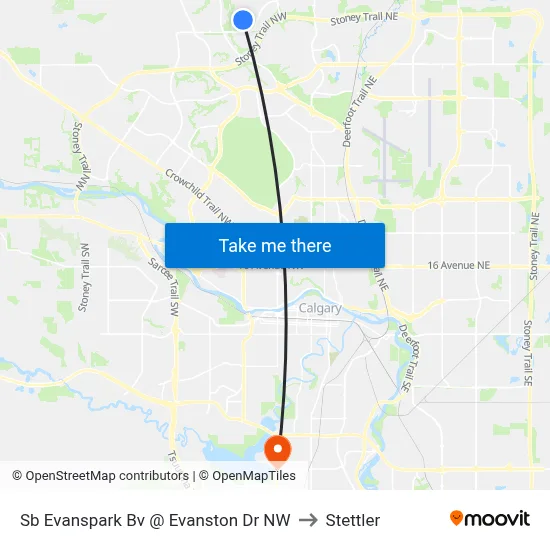 Sb Evanspark Bv @ Evanston Dr NW to Stettler map