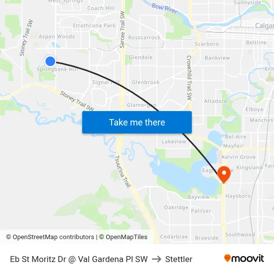 Eb St Moritz Dr @ Val Gardena Pl SW to Stettler map