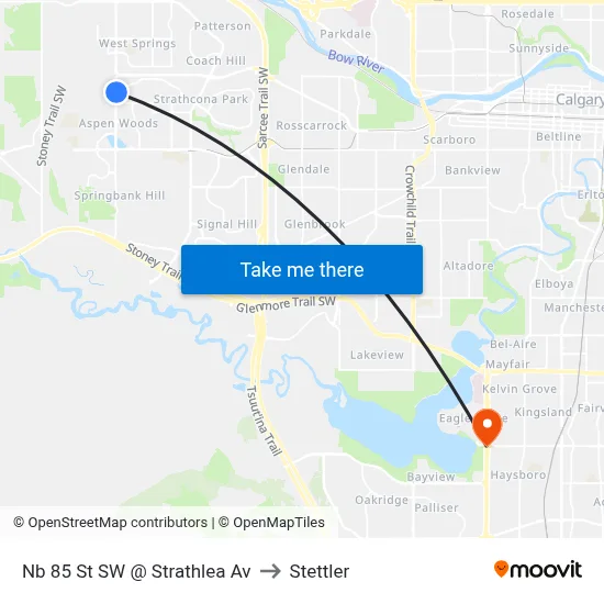 Nb 85 St SW @ Strathlea Av to Stettler map