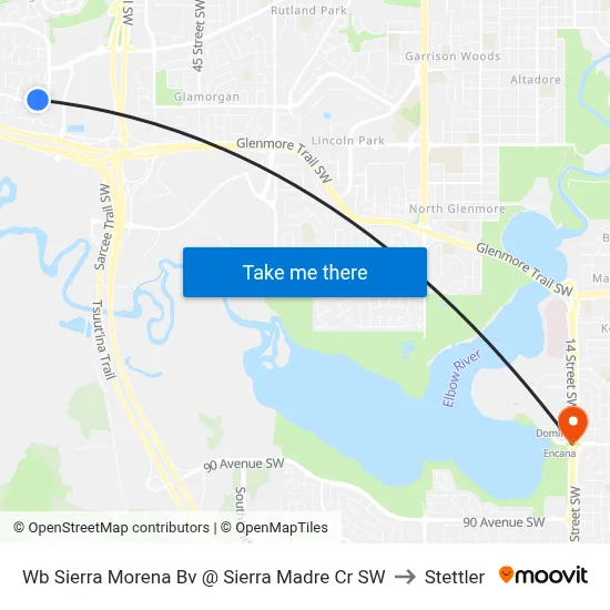 Wb Sierra Morena Bv @ Sierra Madre Cr SW to Stettler map