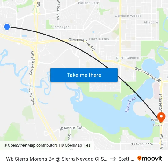 Wb Sierra Morena Bv @ Sierra Nevada Cl SW to Stettler map