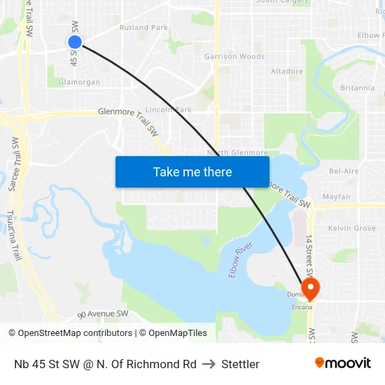 Nb 45 St SW @ N. Of Richmond Rd to Stettler map