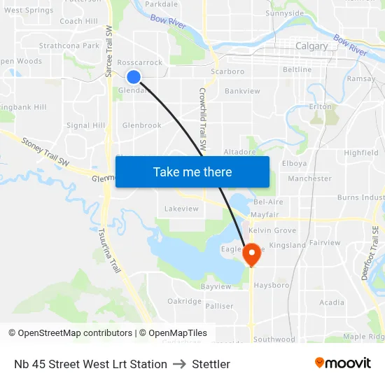 Nb 45 Street West Lrt Station to Stettler map