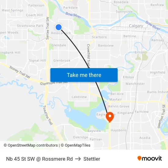 Nb 45 St SW @ Rossmere Rd to Stettler map