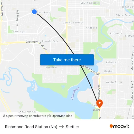 Richmond Road Station (Nb) to Stettler map
