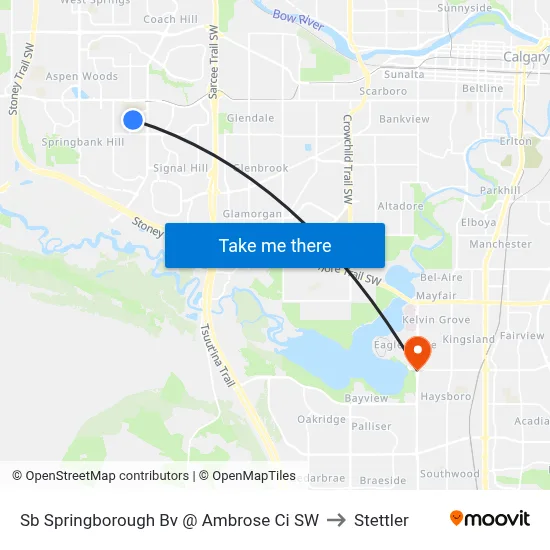 Sb Springborough Bv @ Ambrose Ci SW to Stettler map