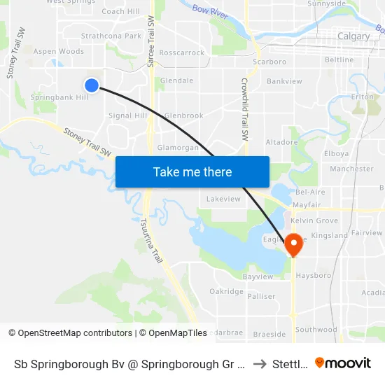 Sb Springborough Bv @ Springborough Gr SW to Stettler map