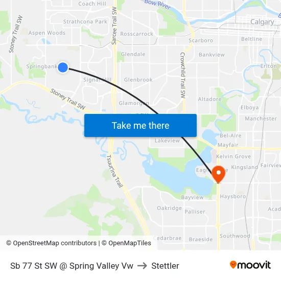 Sb 77 St SW @ Spring Valley Vw to Stettler map