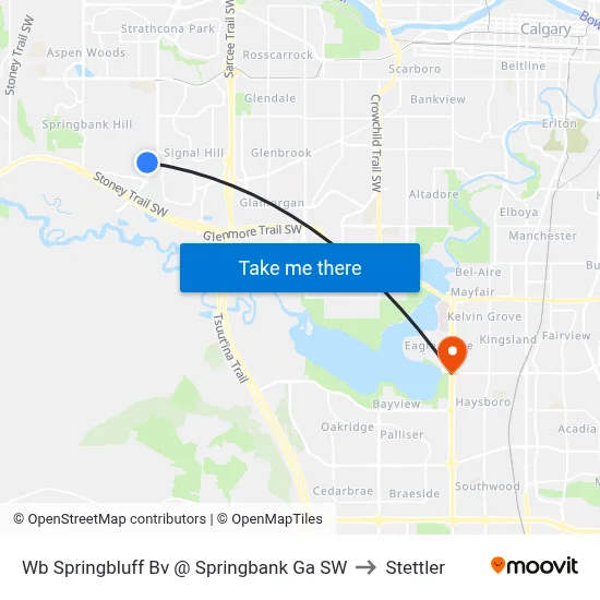 Wb Springbluff  Bv @ Springbank Ga SW to Stettler map