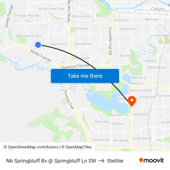 Nb Springbluff Bv @ Springbluff Ln SW to Stettler map