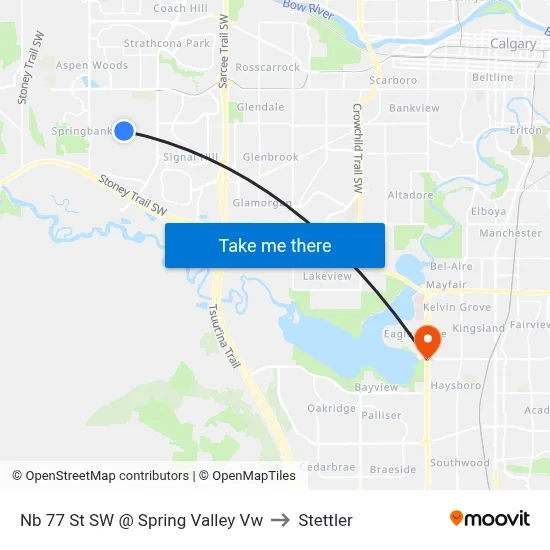 Nb 77 St SW @ Spring Valley Vw to Stettler map