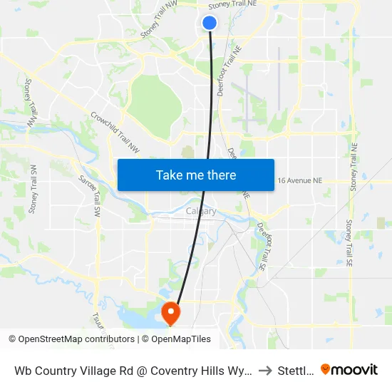 Wb Country Village Rd @ Coventry Hills Wy NE to Stettler map
