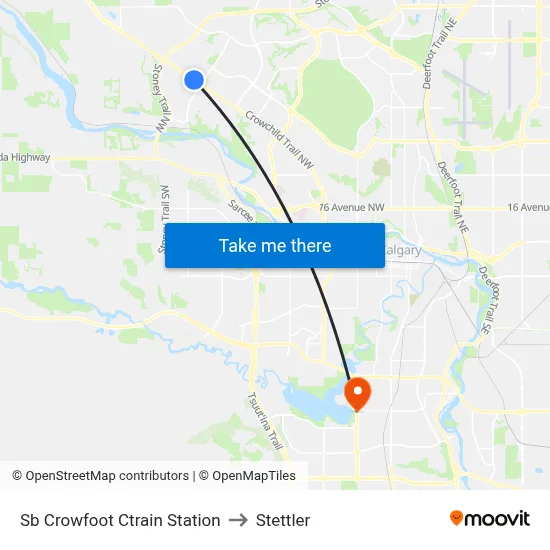 Sb Crowfoot Ctrain Station to Stettler map