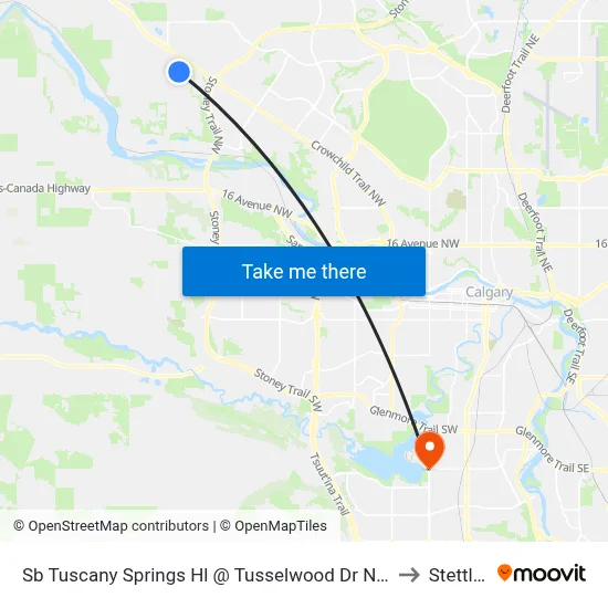 Sb Tuscany Springs Hl @ Tusselwood Dr NW to Stettler map