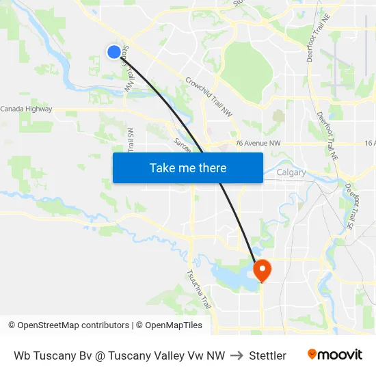 Wb Tuscany Bv @ Tuscany Valley Vw NW to Stettler map