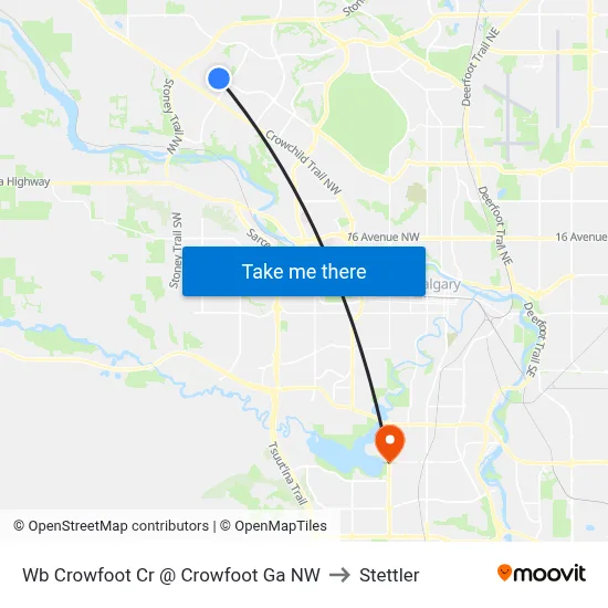 Wb Crowfoot Cr @ Crowfoot Ga NW to Stettler map