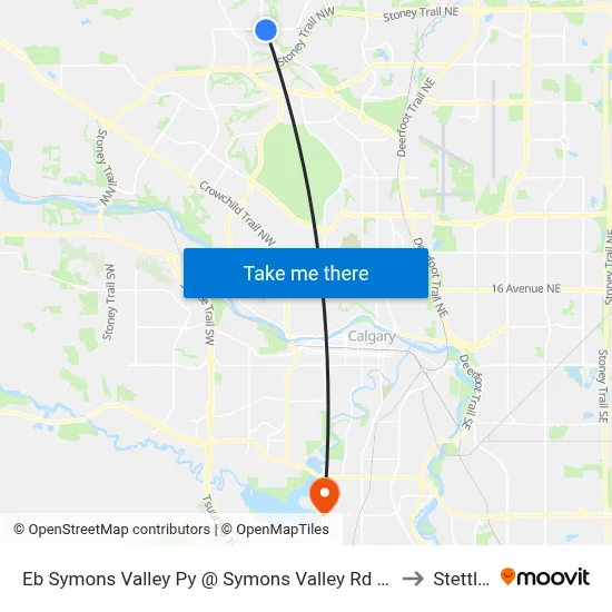 Eb Symons Valley Py @ Symons Valley Rd NW to Stettler map