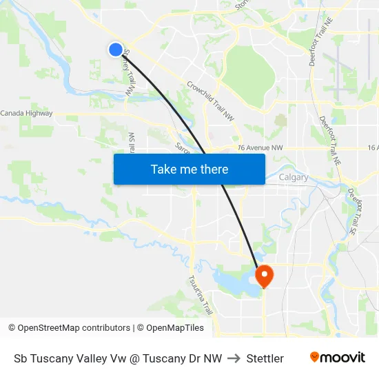 Sb Tuscany Valley Vw @ Tuscany  Dr NW to Stettler map