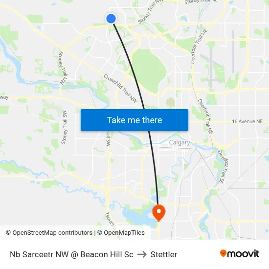 Nb Sarceetr NW @ Beacon Hill Sc to Stettler map