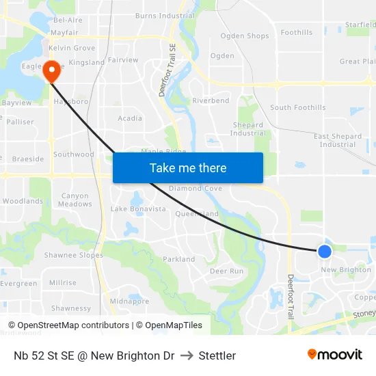 Nb 52 St SE @ New Brighton Dr to Stettler map