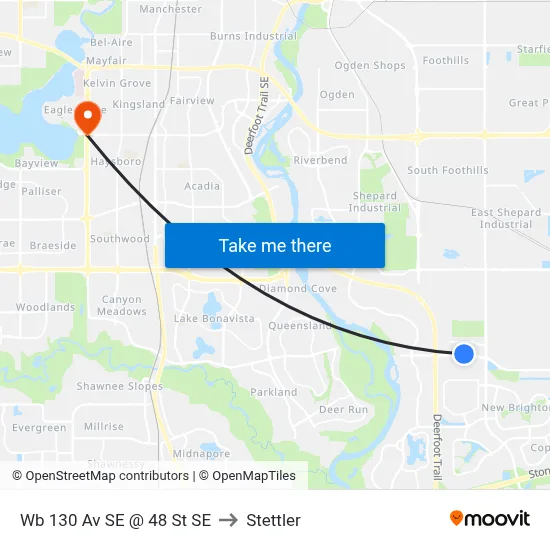 Wb 130 Av SE @ 48 St SE to Stettler map