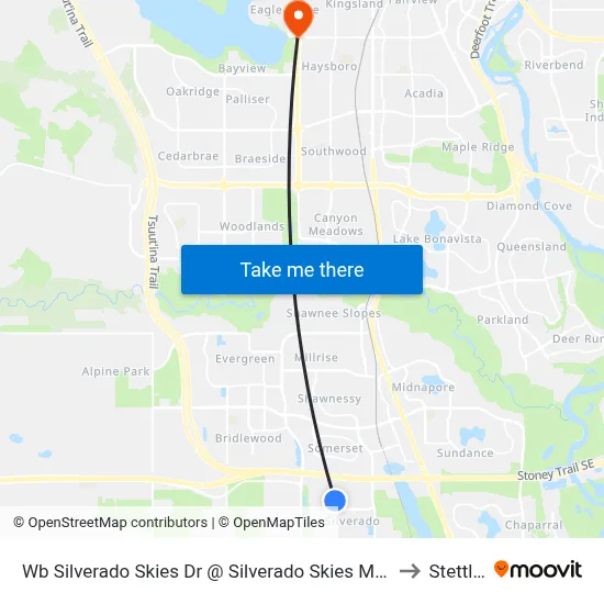 Wb Silverado Skies Dr @ Silverado Skies Mr SW to Stettler map