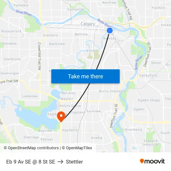 Eb 9 Av SE @ 8 St SE to Stettler map