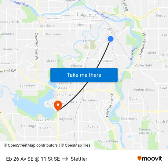 Eb 26 Av SE @ 11 St SE to Stettler map