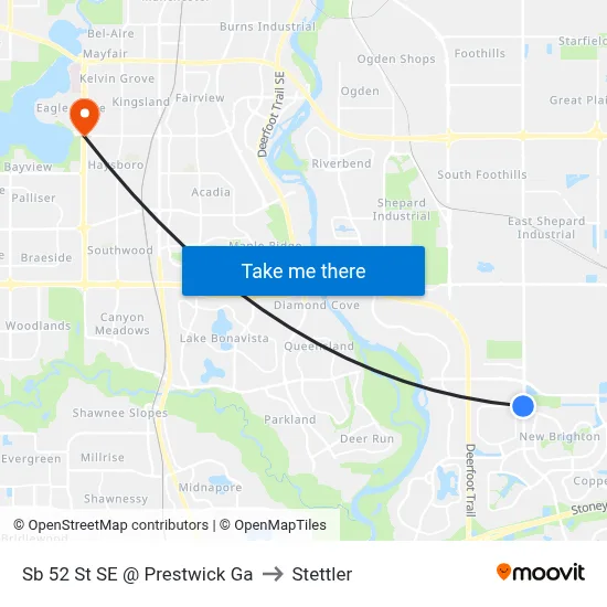 Sb 52 St SE @ Prestwick Ga to Stettler map