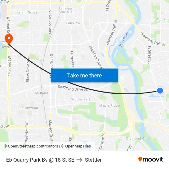 Eb Quarry Park Bv @ 18 St SE to Stettler map