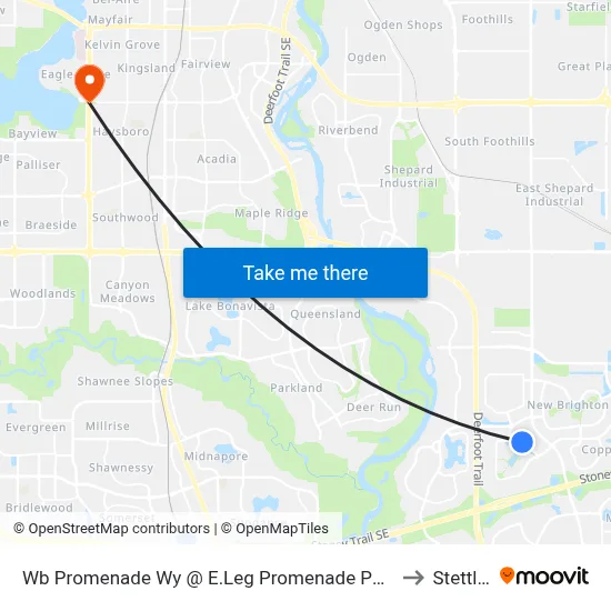 Wb Promenade Wy @ E.Leg Promenade Pa SE to Stettler map