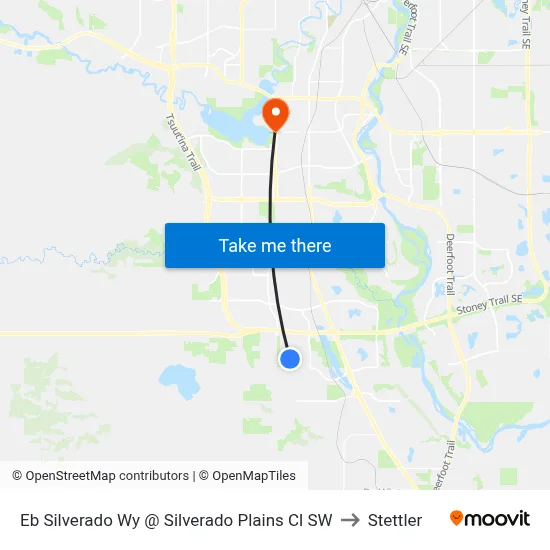 Eb Silverado Wy @ Silverado Plains Cl SW to Stettler map
