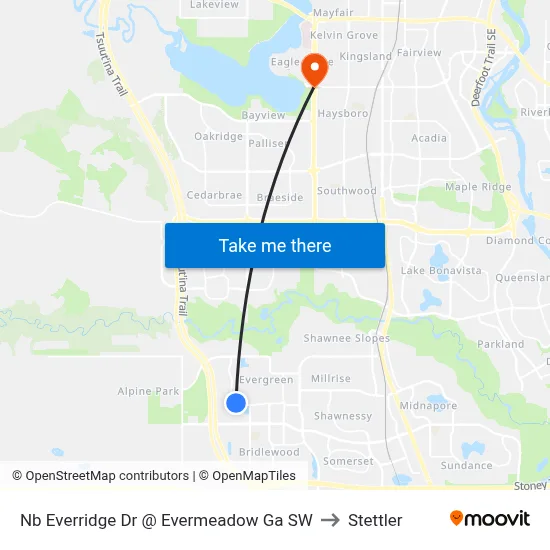 Nb  Everridge Dr @ Evermeadow Ga SW to Stettler map