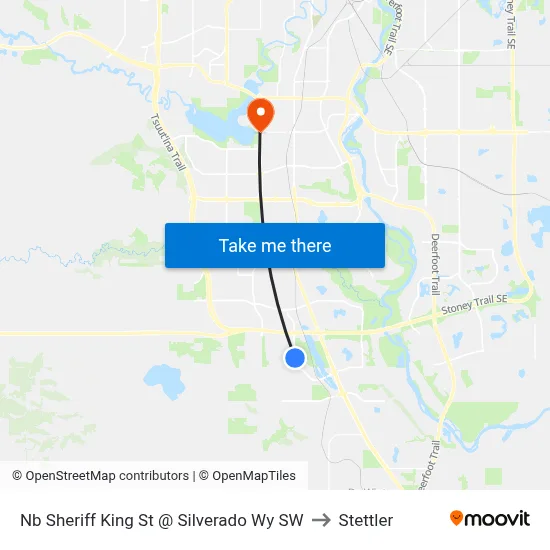 Nb Sheriff King St @ Silverado Wy SW to Stettler map