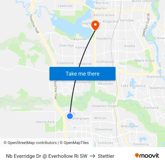 Nb  Everridge Dr @ Everhollow Ri SW to Stettler map