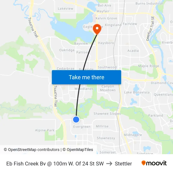 Eb Fish Creek Bv @ 100m W. Of 24 St SW to Stettler map