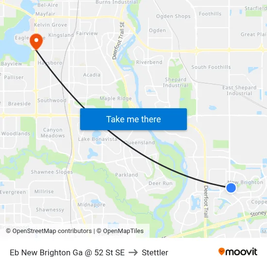 Eb New Brighton Ga @ 52 St SE to Stettler map