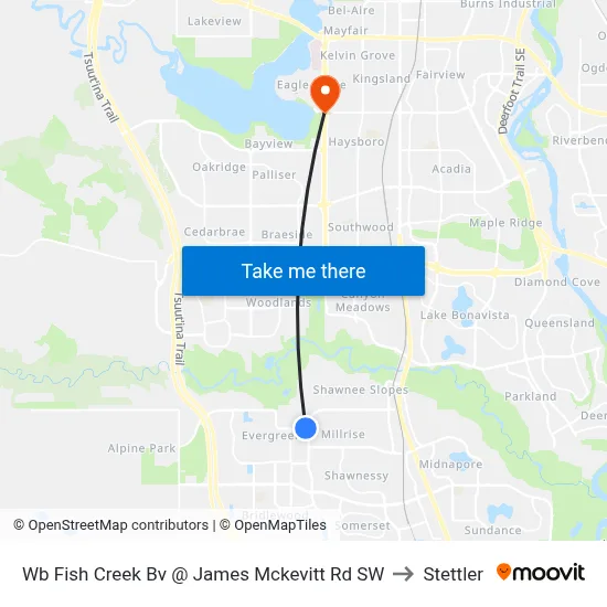 Wb Fish Creek Bv @ James Mckevitt  Rd SW to Stettler map