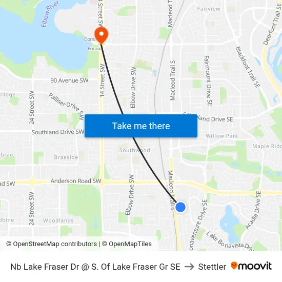 Nb Lake Fraser Dr @ S. Of Lake Fraser Gr SE to Stettler map
