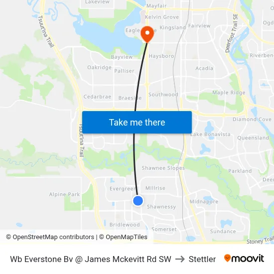 Wb Everstone Bv @ James Mckevitt Rd SW to Stettler map