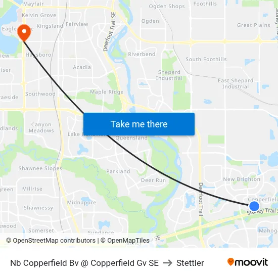Nb Copperfield Bv @ Copperfield Gv SE to Stettler map