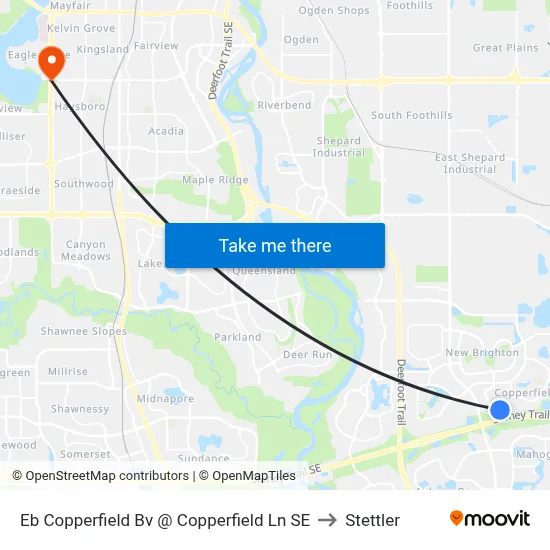Eb Copperfield Bv @ Copperfield Ln SE to Stettler map